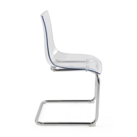 Silla de diseño «Dresden» transparente | Policarbonato y acero cromado