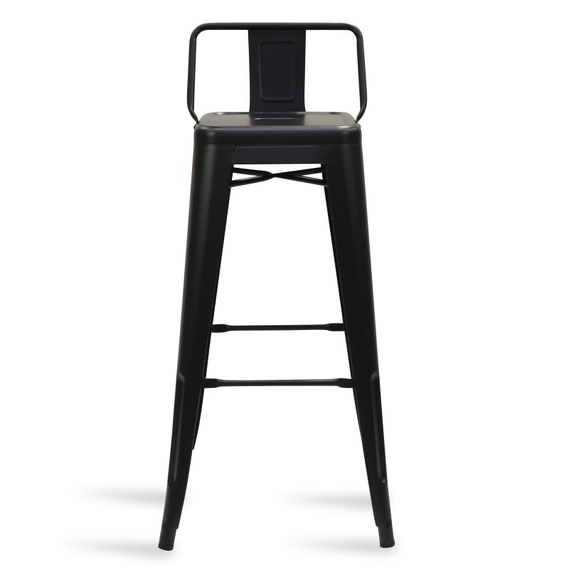 Banqueta industrial ampla bistrô mate de metal