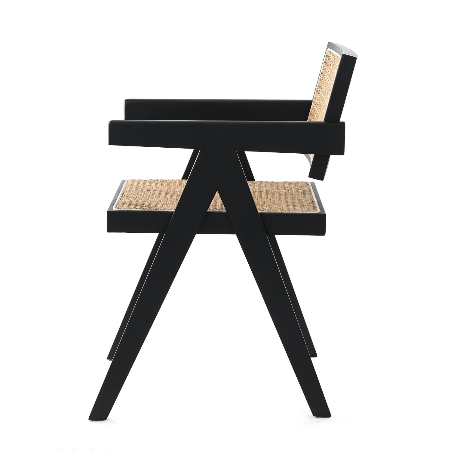 Réplique de la chaise Chandigarh avec accoudoirs du designer Pierre Jeanneret 