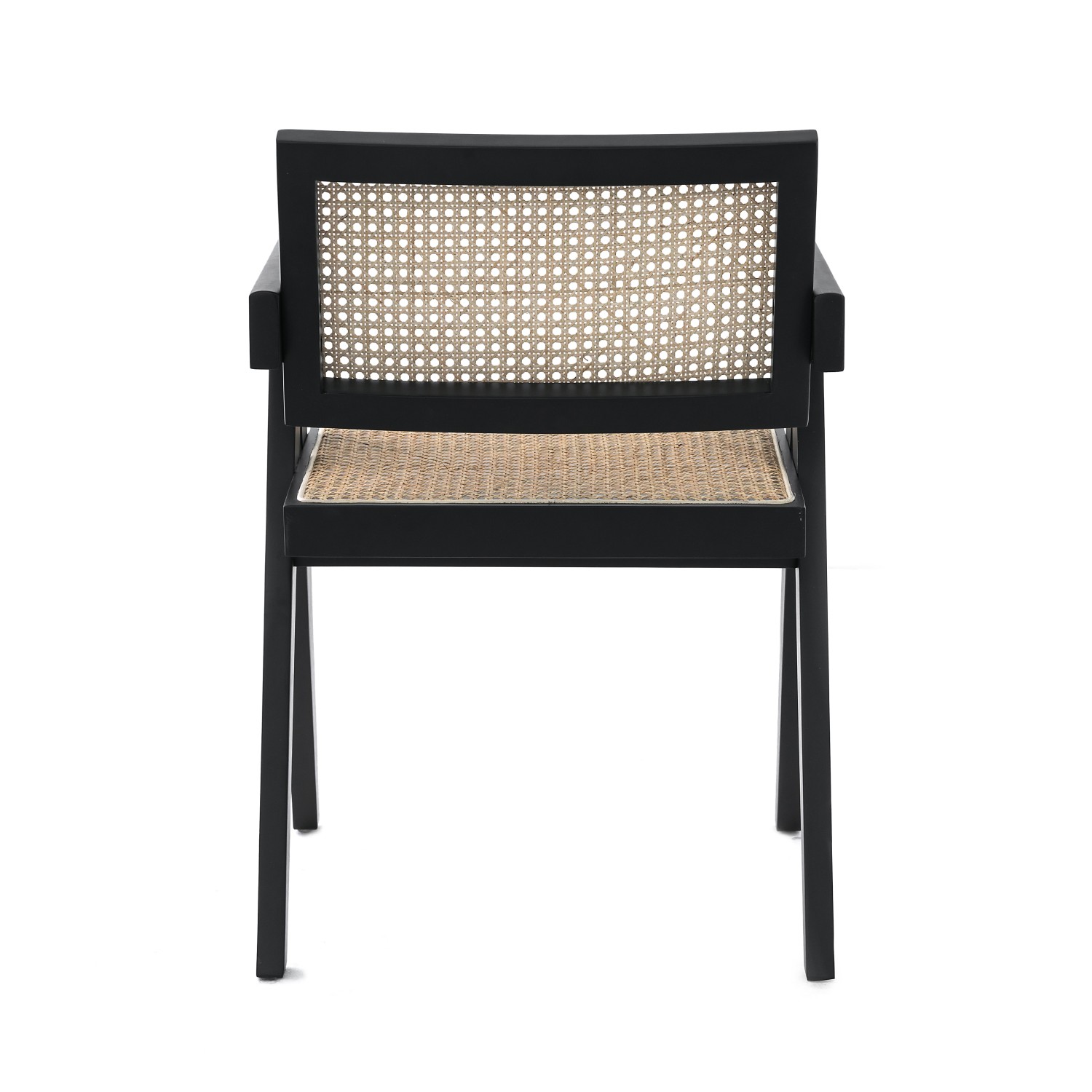 Replica della sedia Chandigarh con braccioli del designer Pierre Jeanneret 