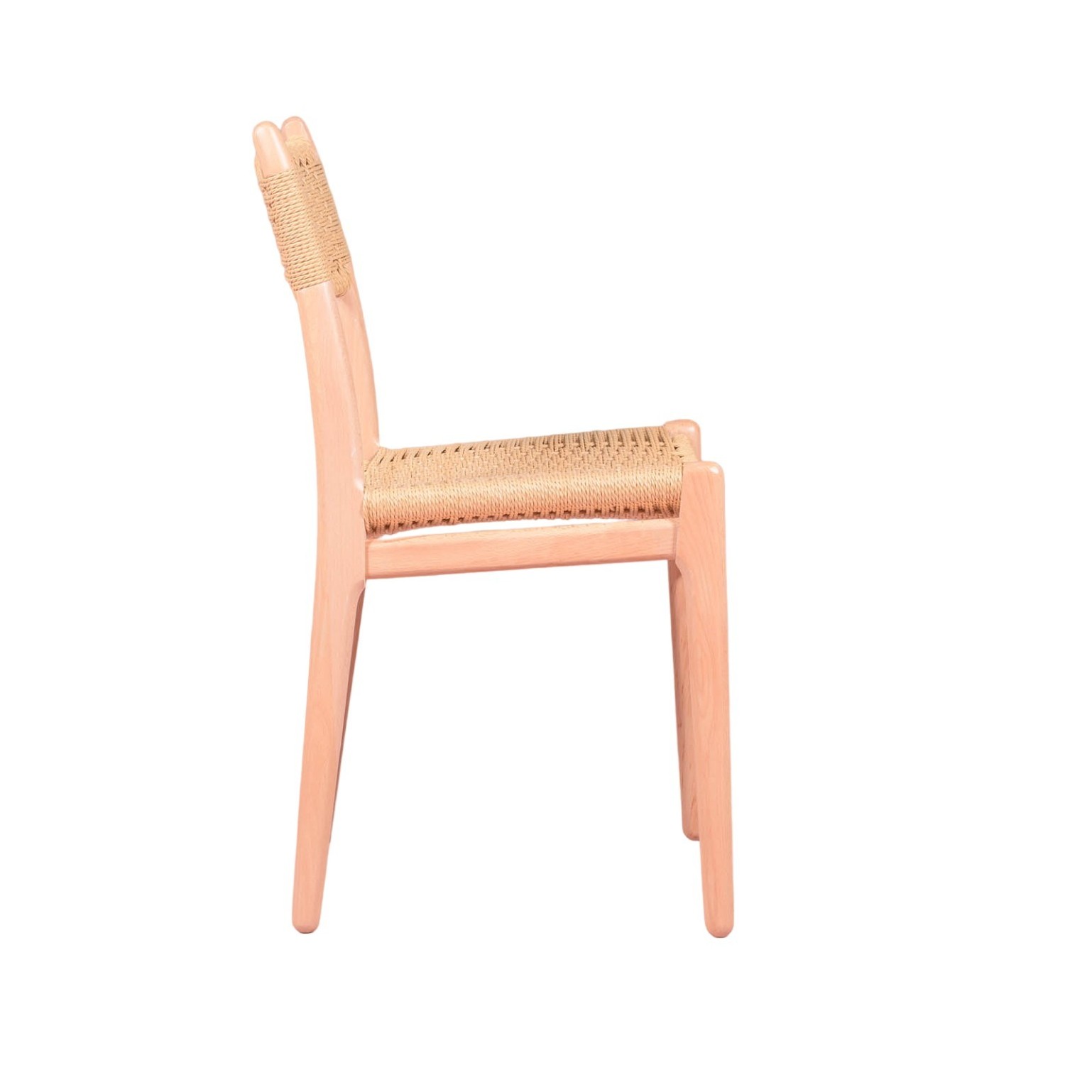 Chaise nordique Liam en bois de hêtre et corde naturelle