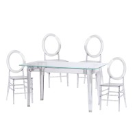 Zapakuj stół Ghost 120 cm i 4 krzesła Felipe Ghost
