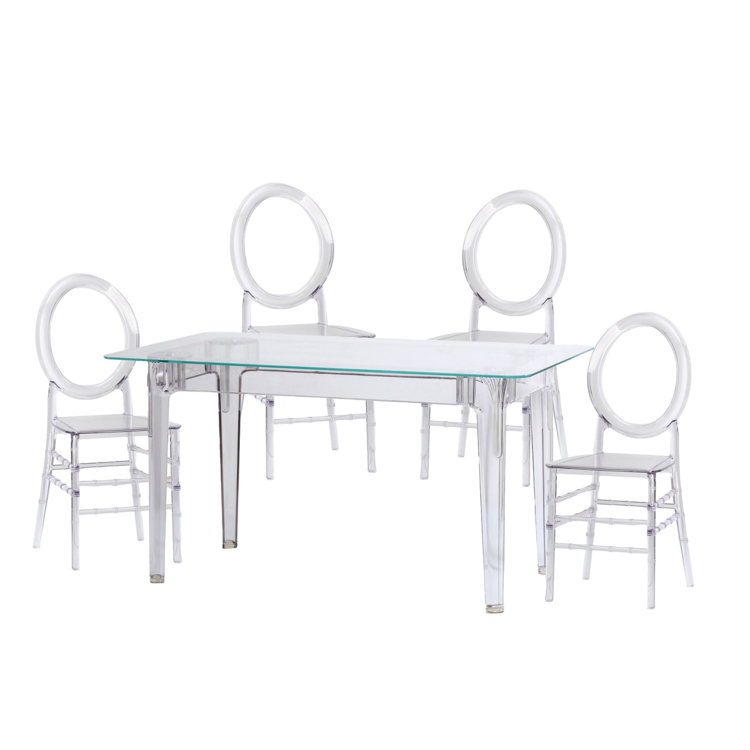 Zapakuj stół Ghost 120 cm i 4 krzesła Felipe Ghost