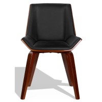 Nordic Plywood S-stoel met kussen van kunstleer en notenhout