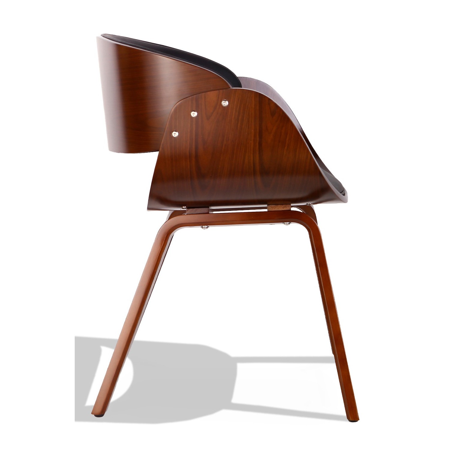 Chaise Nordic Burrow S avec coussin en similicuir en bois de noyer