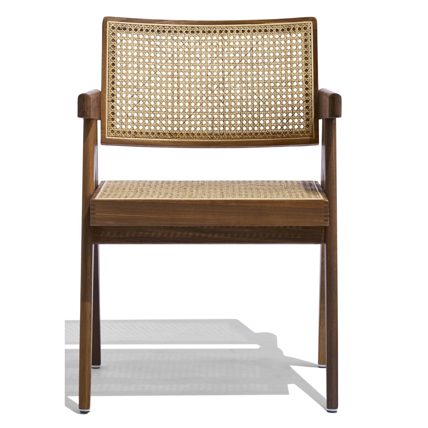 Sedia Compass con braccioli in legno di teak e rattan naturale