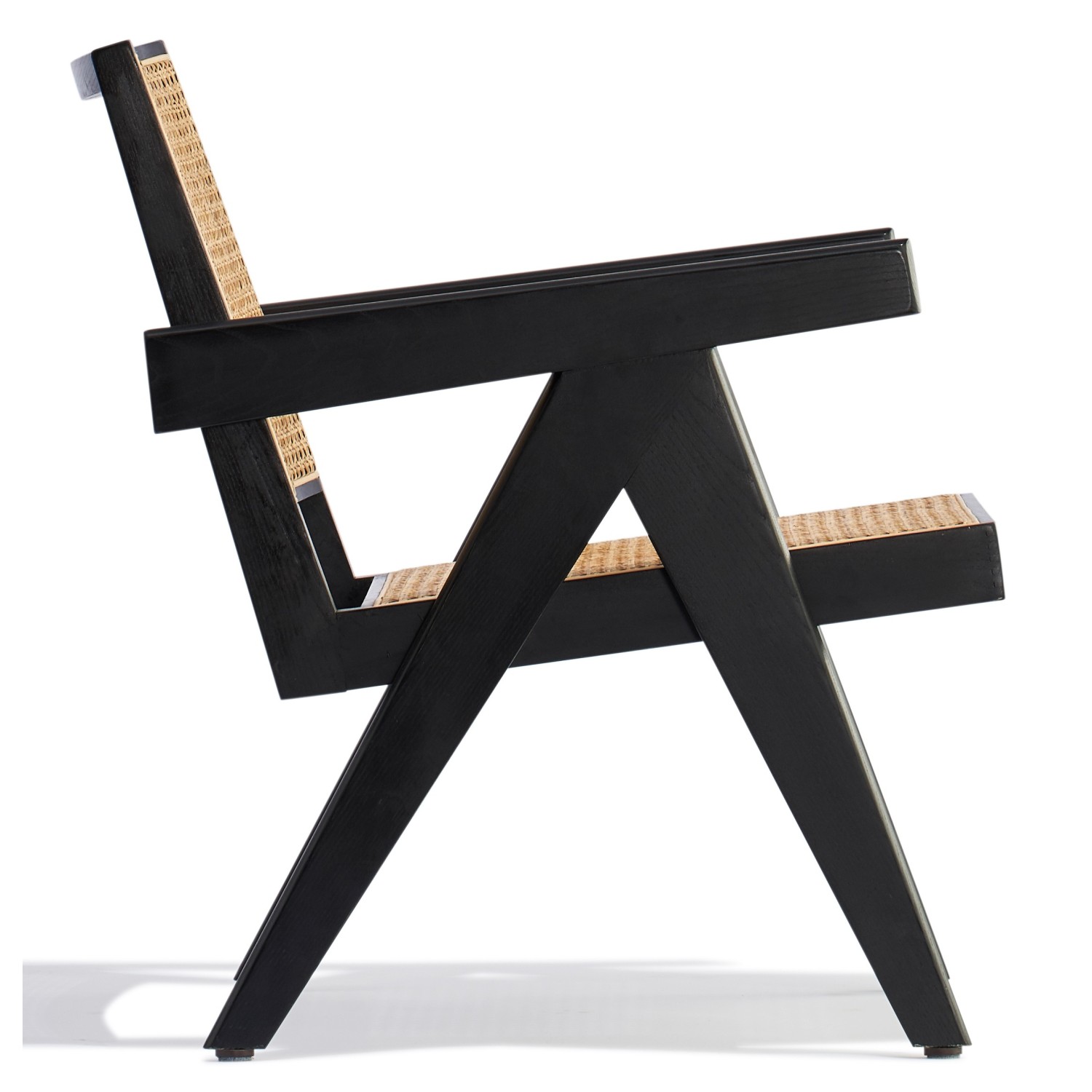 Compass loungestoel met armleuningen in teakhout en naturel rotan
