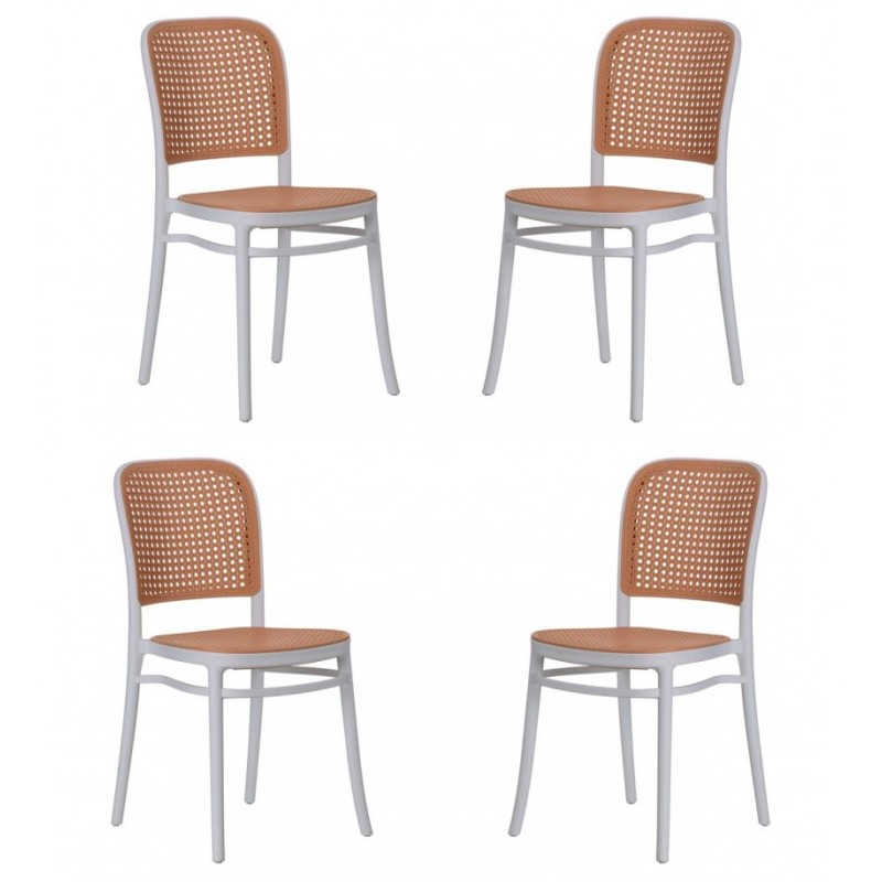Packen Sie 4 Moulin-Stühle aus synthetischem Rattan